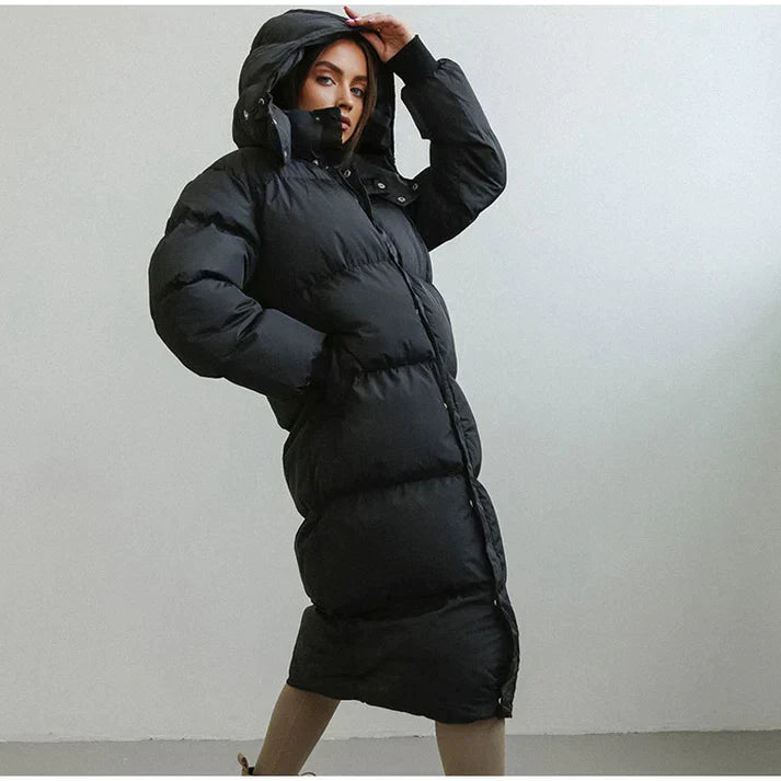 Women's Long Puffer Coat Insulated Hooded - VibreMode