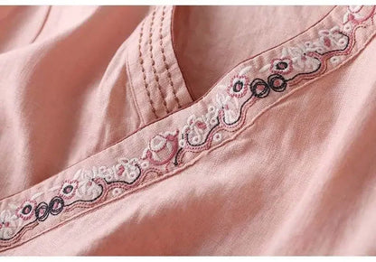Women's Embroidered V-Neck Blouse