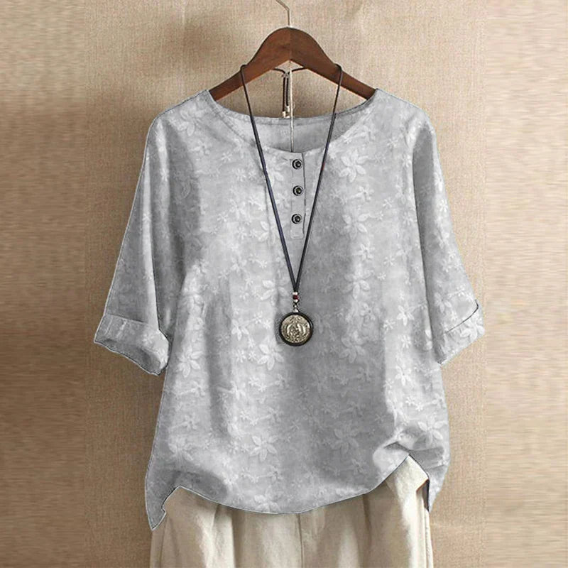 Women's Short Sleeve Blouse Cotton Button Front