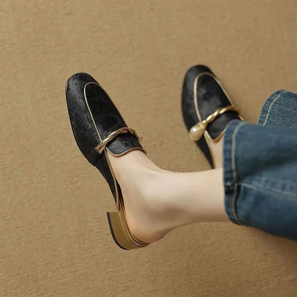 Women's Floral Embossed Square Toe Sandals