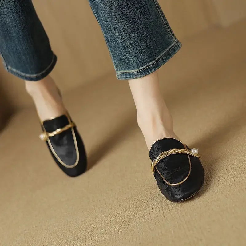 Women's Floral Embossed Square Toe Sandals