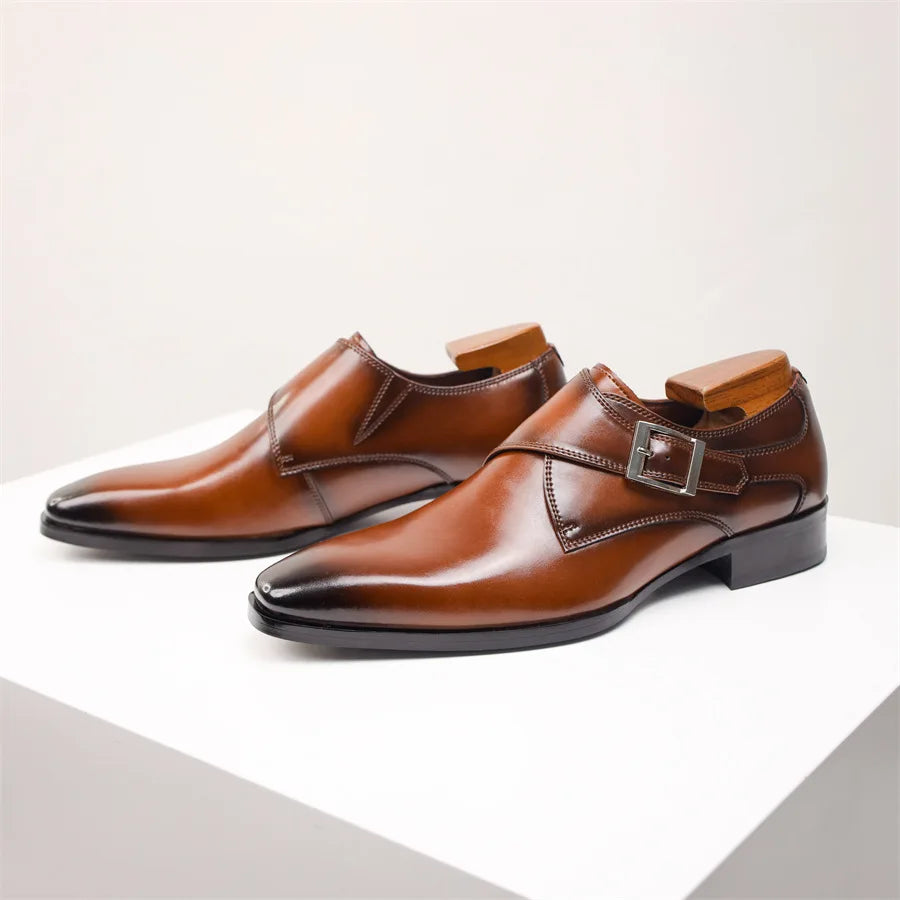 Men's Monk Strap Leather Shoe - VibreMode