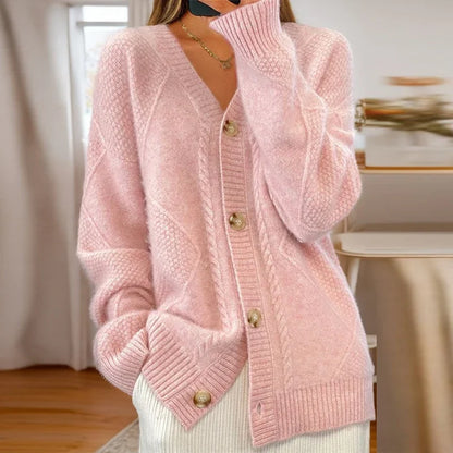 Women's V-Neck Cardigan Oversized Button Down