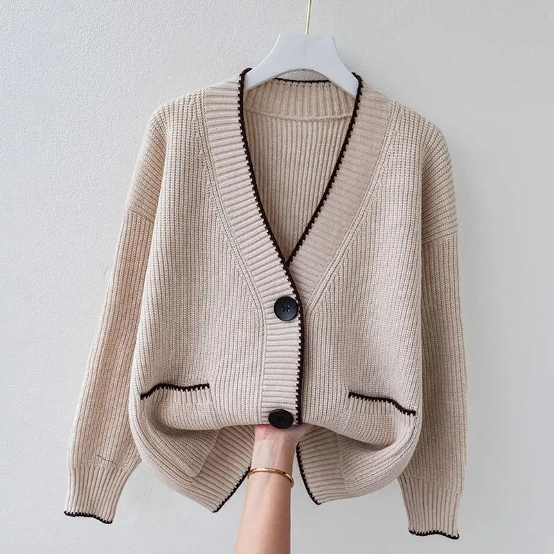 Women's V-Neck Cardigan Loose Fit
