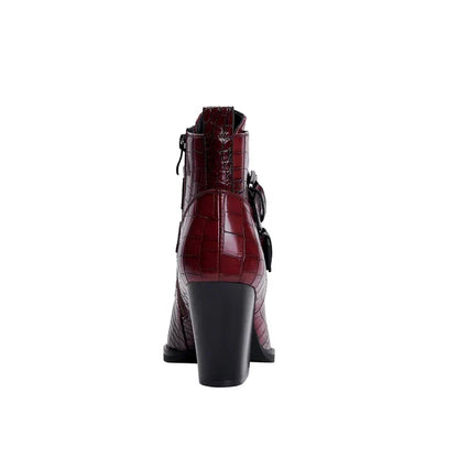 Women's Ankle Boots Textured Buckle Style