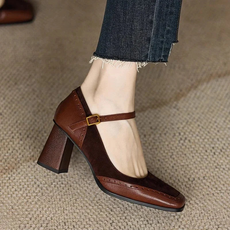 Elegant Block Heel Ankle Strap Pumps for Women