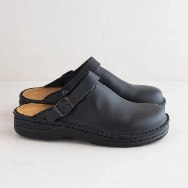 Men's Buckle Strap Clog Open Back Layered Sole