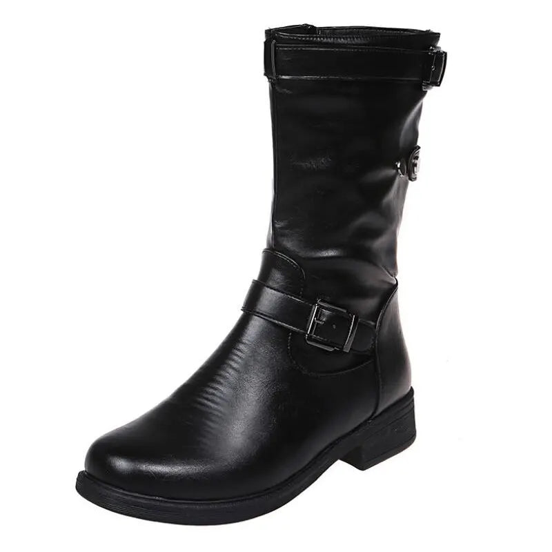 Women's Flat Boots Buckle Strap