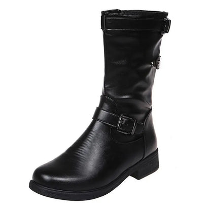 Women's Mid Calf Boots Buckle Accent