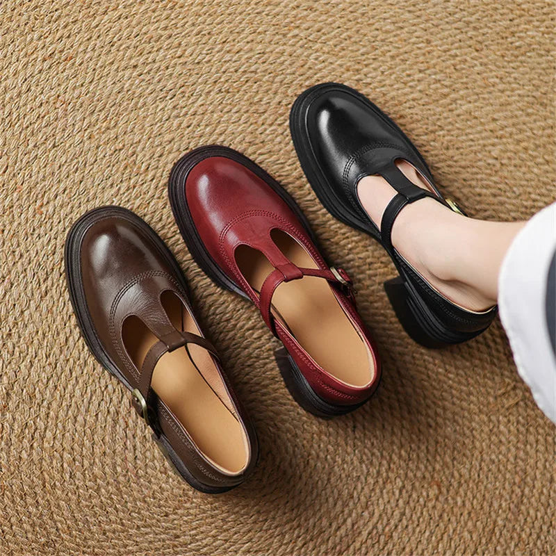 Comfortable Low Block Heel Round Toe Mary Jane Shoes