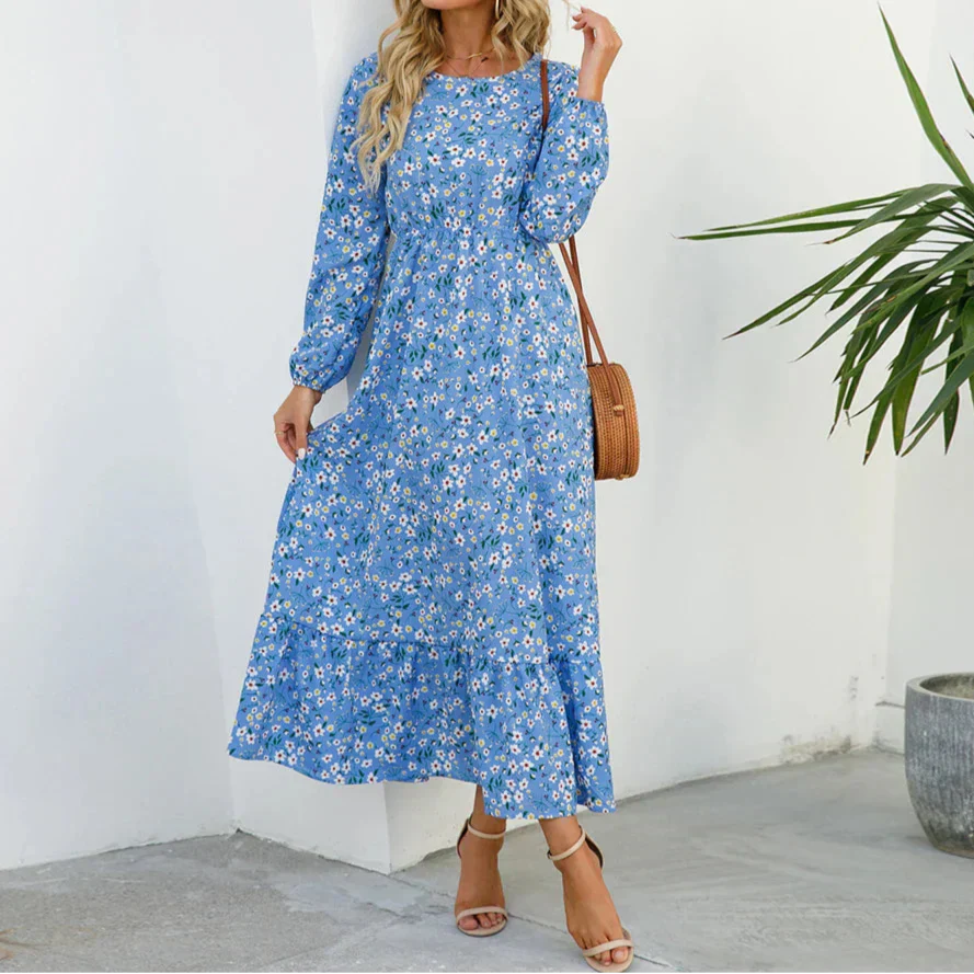 Women's Long Sleeve Maxi Floral Summer Dress