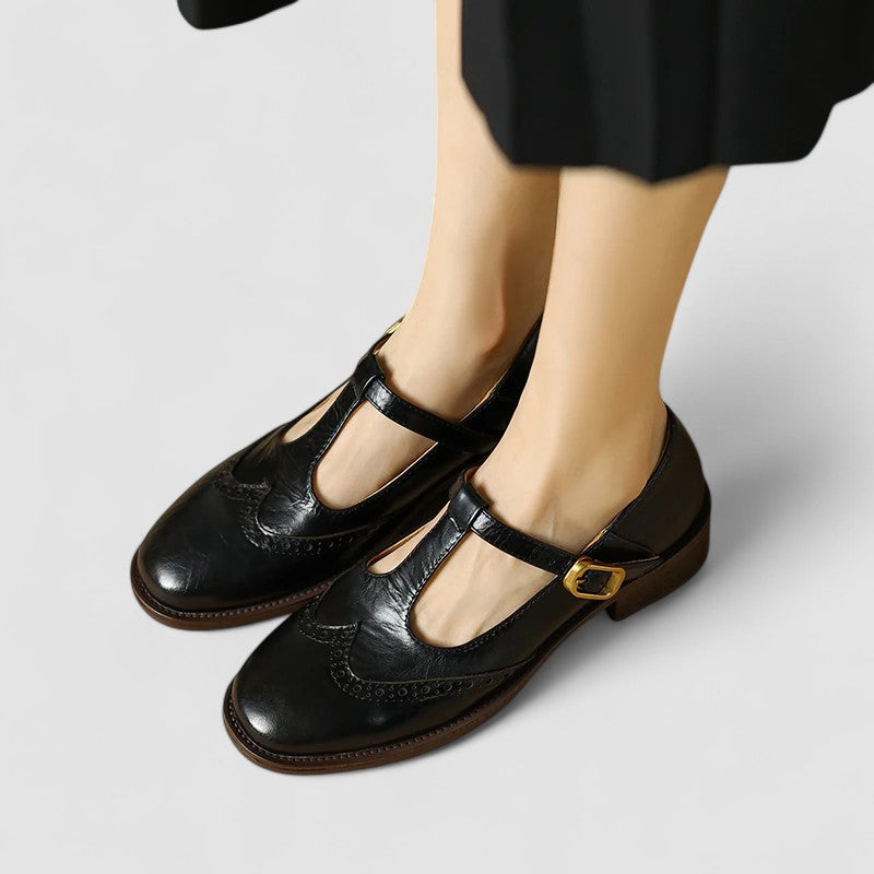 Women's Mary Jane Low Heel Shoes Buckle Strap