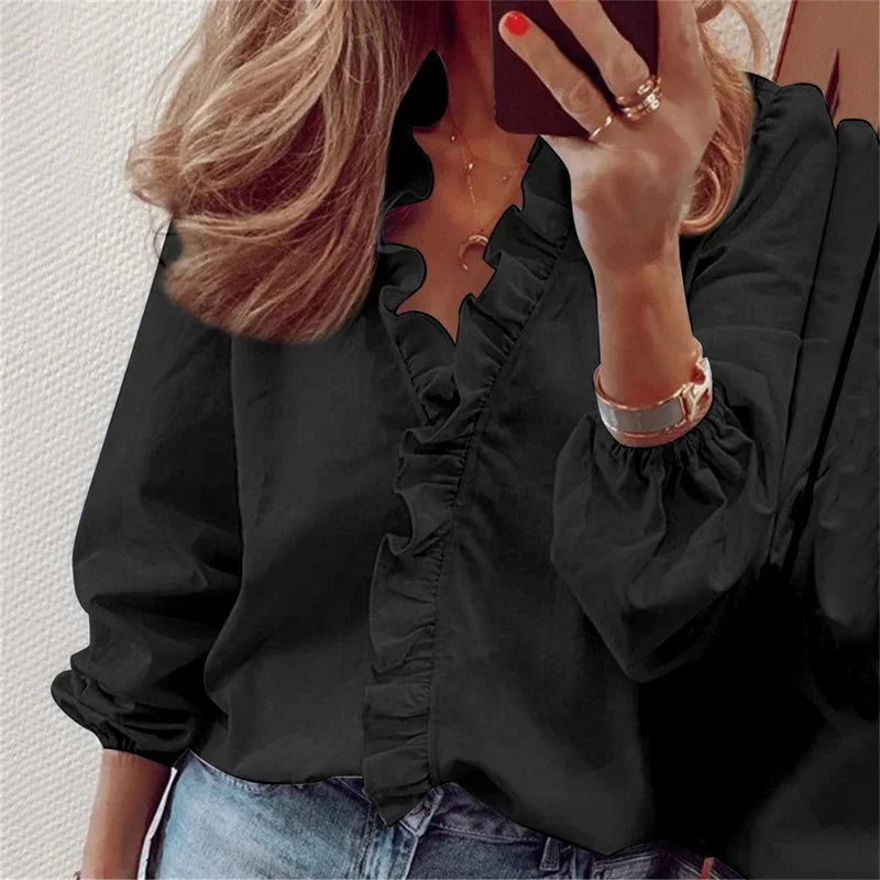 Women's Ruffle Long Sleeve Blouse