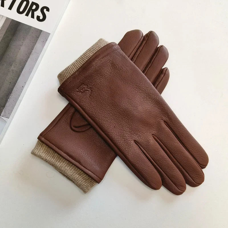 Men's Faux Leather Gloves Lined