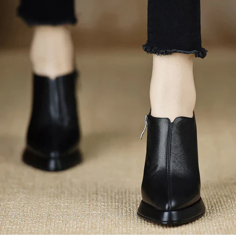 Women's High Heel Pumps Platform Block Heel Side Zipper