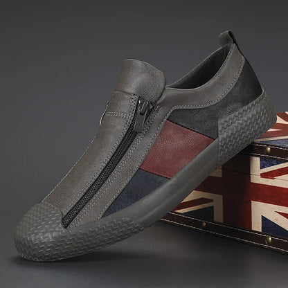 Men's Slip-On Sneakers Side Zipper Contrast Panels Comfortable