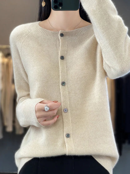 Women's Crewneck Cardigan Button-Up Style