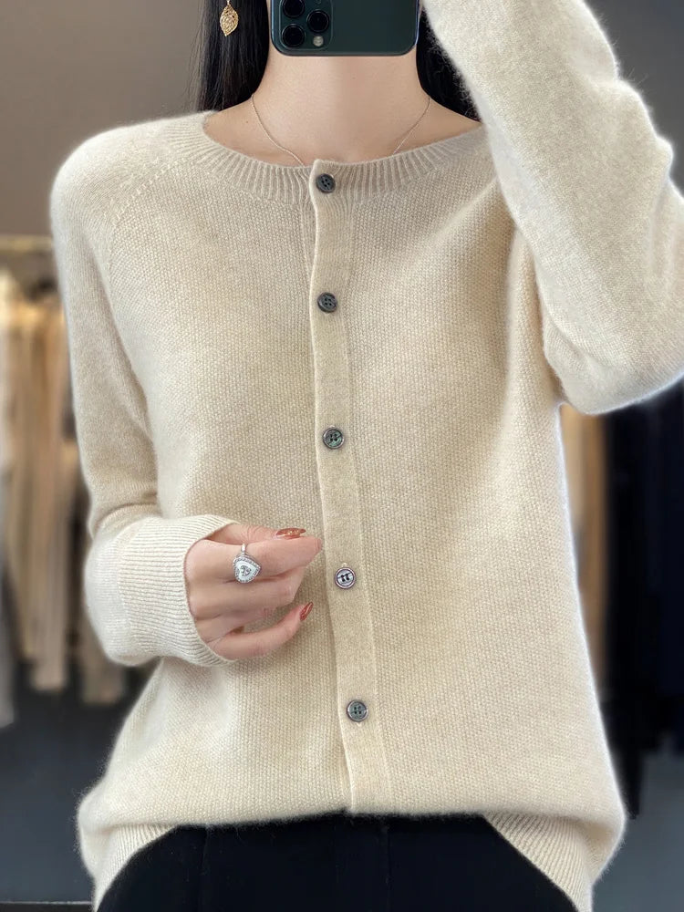 Women's Knitted Cardigan Round Neck