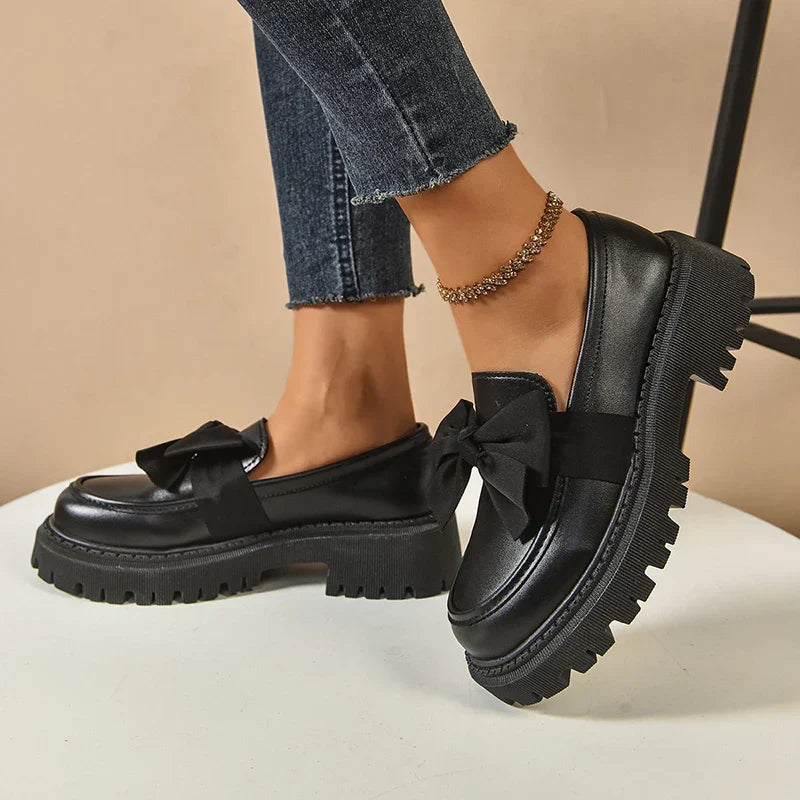 Comfortable Ladies Bow Detail Loafers Shoes