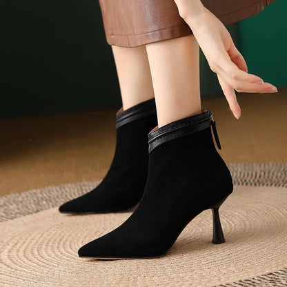 Women's Pointed Toe Ankle Boots Slim Heel - VibreMode