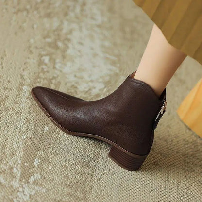 Women's Pointed Ankle Boots Slip On Heel Design