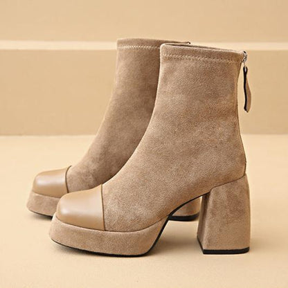 Women's Boots Back Zip Rounded Toe