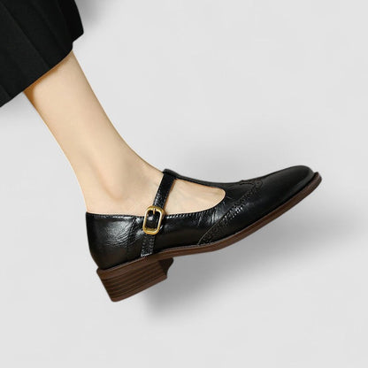 Women's Mary Jane Low Heel Shoes Buckle Strap