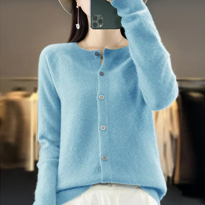 Women's Crewneck Cardigan Button-Up Style