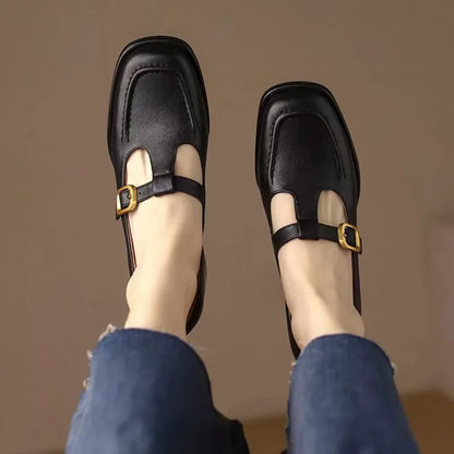 Women's T-Strap Mary Jane Shoes Low Block Heel