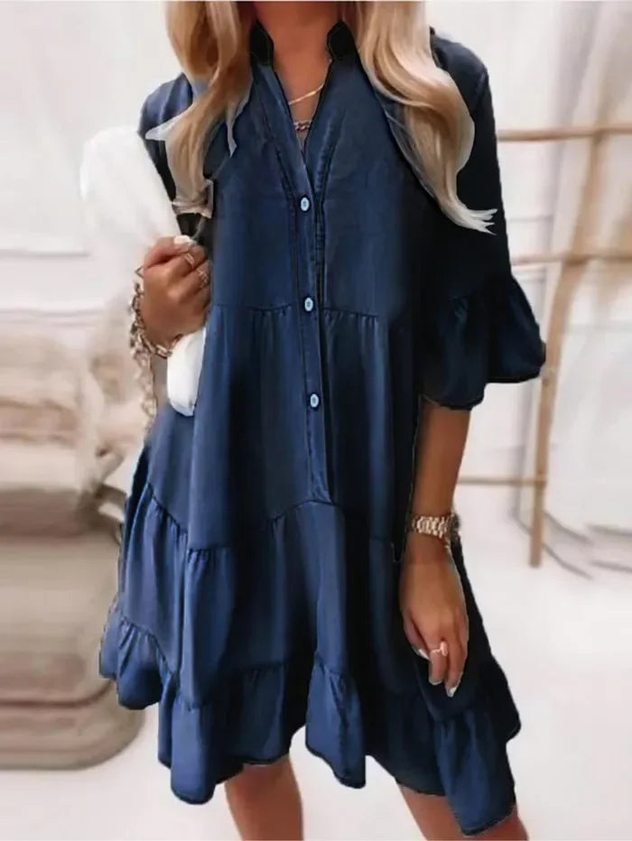 Women's Cute Ruffled Button Down Sundress