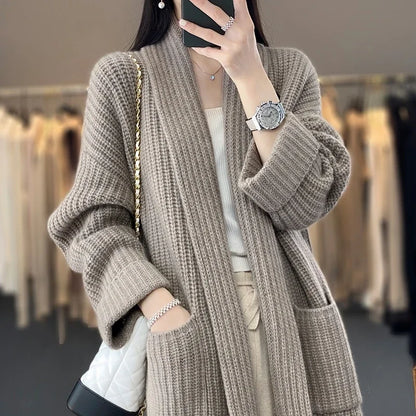 Women's Cardigan Sweater Patch Pockets