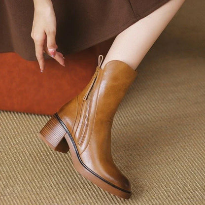 Women's Ankle Boots Zipper Block Heel