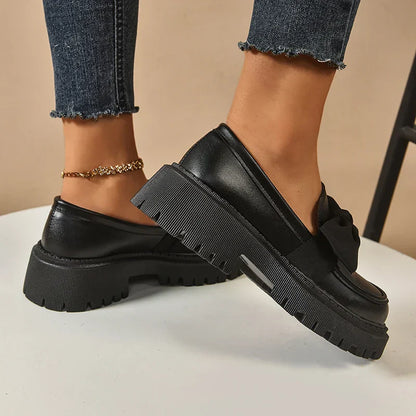 Comfortable Ladies Bow Detail Loafers Shoes