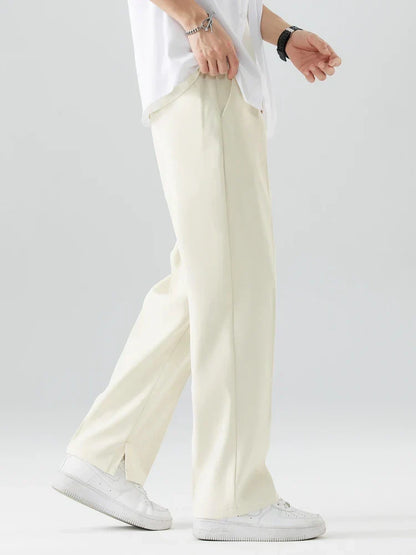 Men's Straight Leg Trousers Relaxed Fit Soft Fabric Full Length
