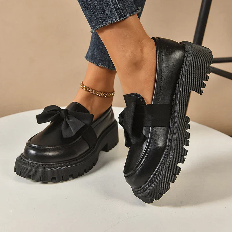 Comfortable Ladies Bow Detail Loafers Shoes