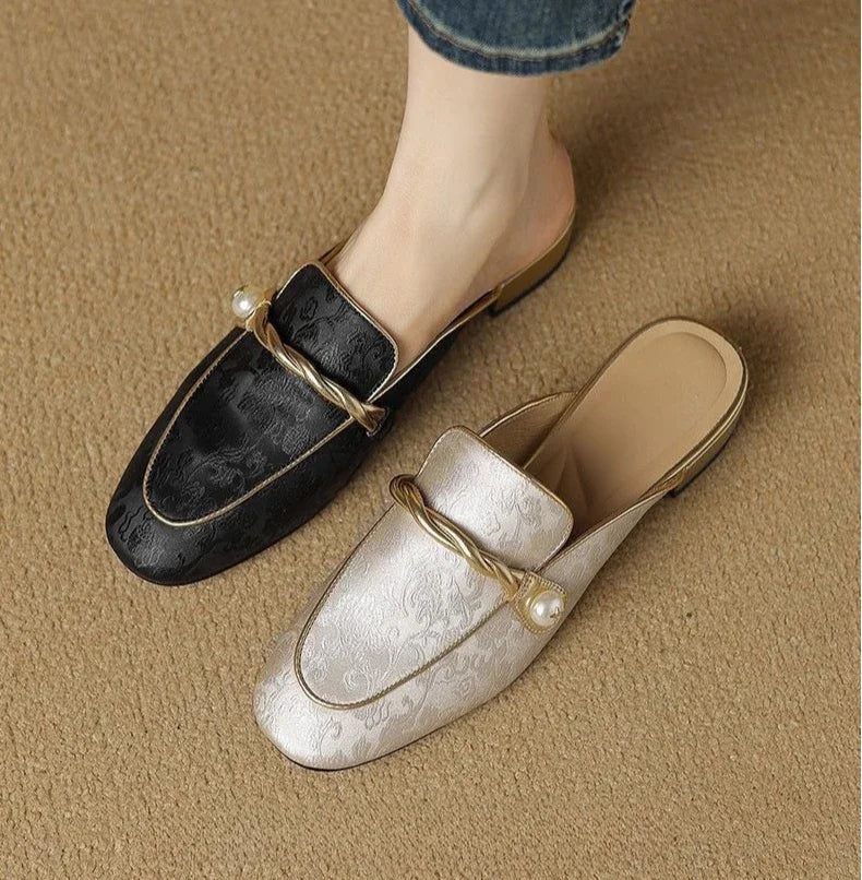 Women's Floral Embossed Square Toe Sandals