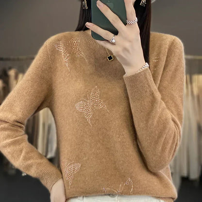 Women's Embellished Sweater Butterfly Design