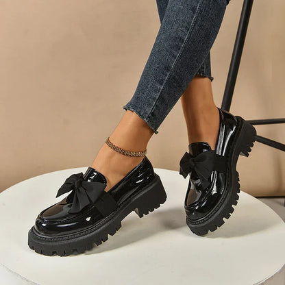 Comfortable Ladies Bow Detail Loafers Shoes