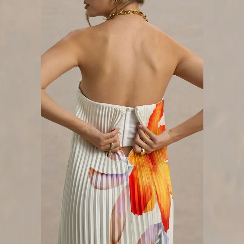 Women's Strapless Maxi Floral Dress