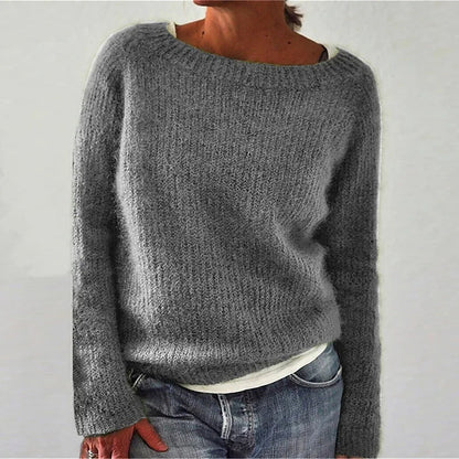 Women's Cozy Knit Sweater Loose Fit Boot Neck Pullover - VibreMode
