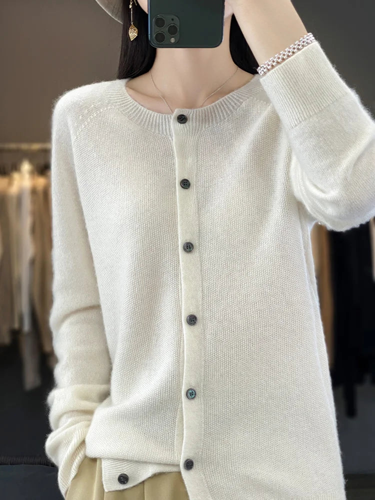 Women's Crewneck Cardigan Button-Up Style