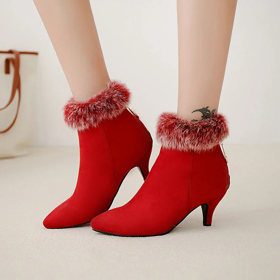 Women's Fur Ankle Boots - VibreMode