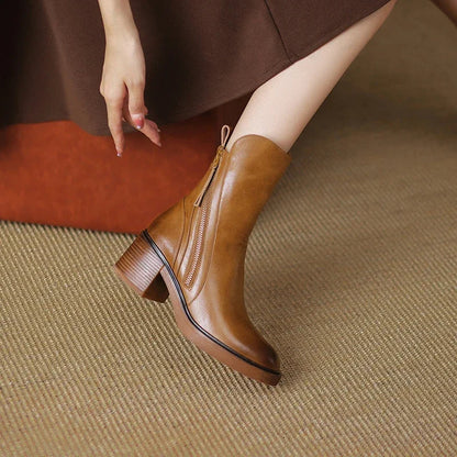Women's Block Heel Side Zip Boots