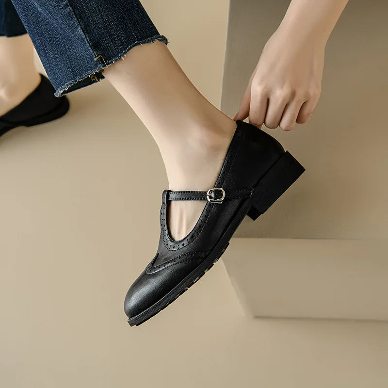 Classic Women's Buckle Block Heel Mary Jane Shoes