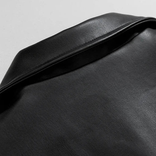 Men's Leather Bomber Jacket Oversized