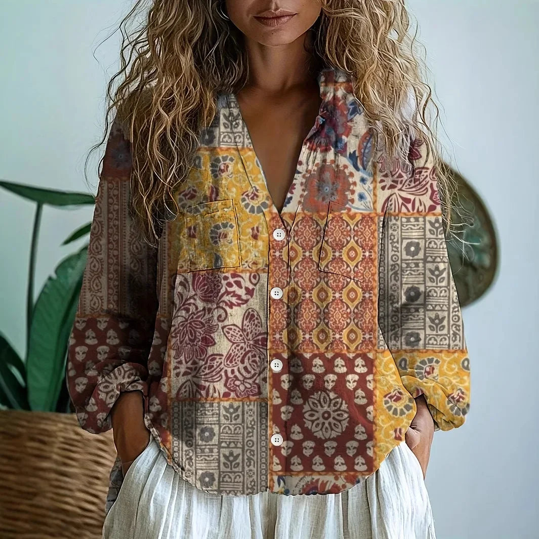 Women's Printed Long Sleeve Blouse