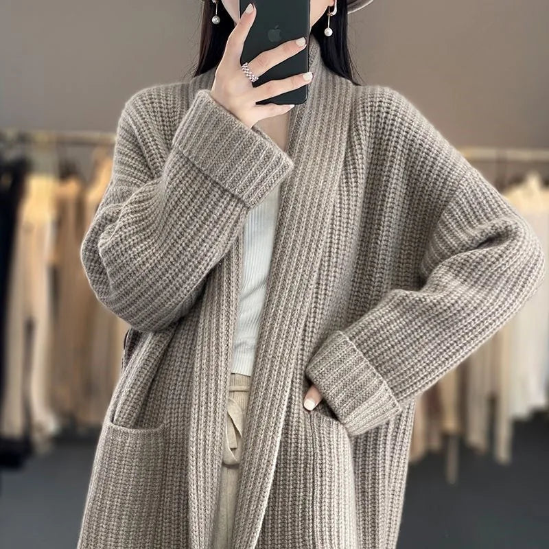 Women's Cardigan Sweater Patch Pockets