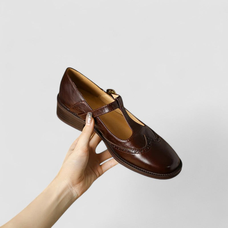 Women's Mary Jane Low Heel Shoes Buckle Strap