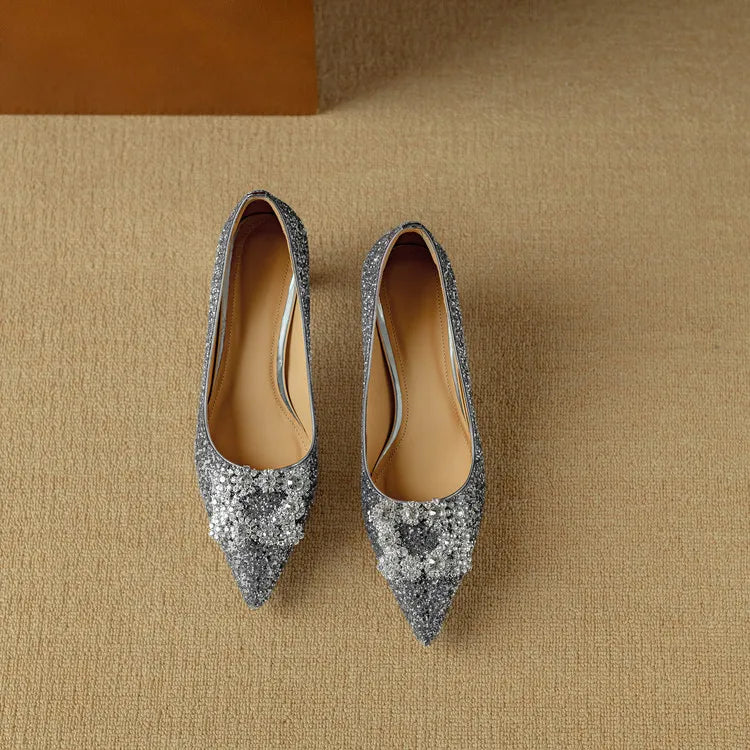 Sparkly High Heel Pumps with Crystal Strap Detail