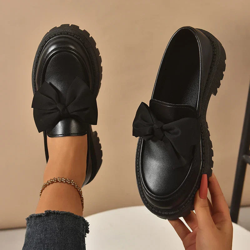 Comfortable Ladies Bow Detail Loafers Shoes